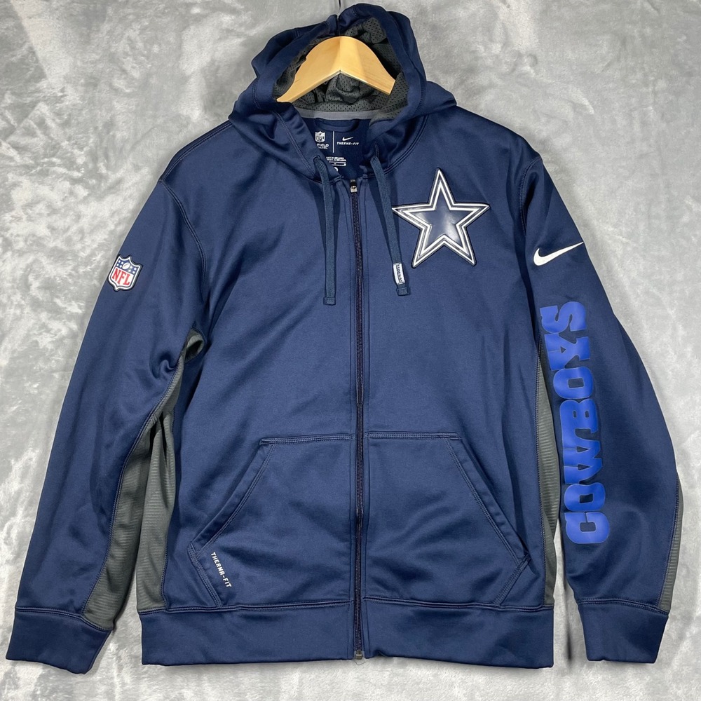 Nike Therma Fit NFL Dallas Cowboys Full Zip Hoodie Navy Blue Men Medium On field